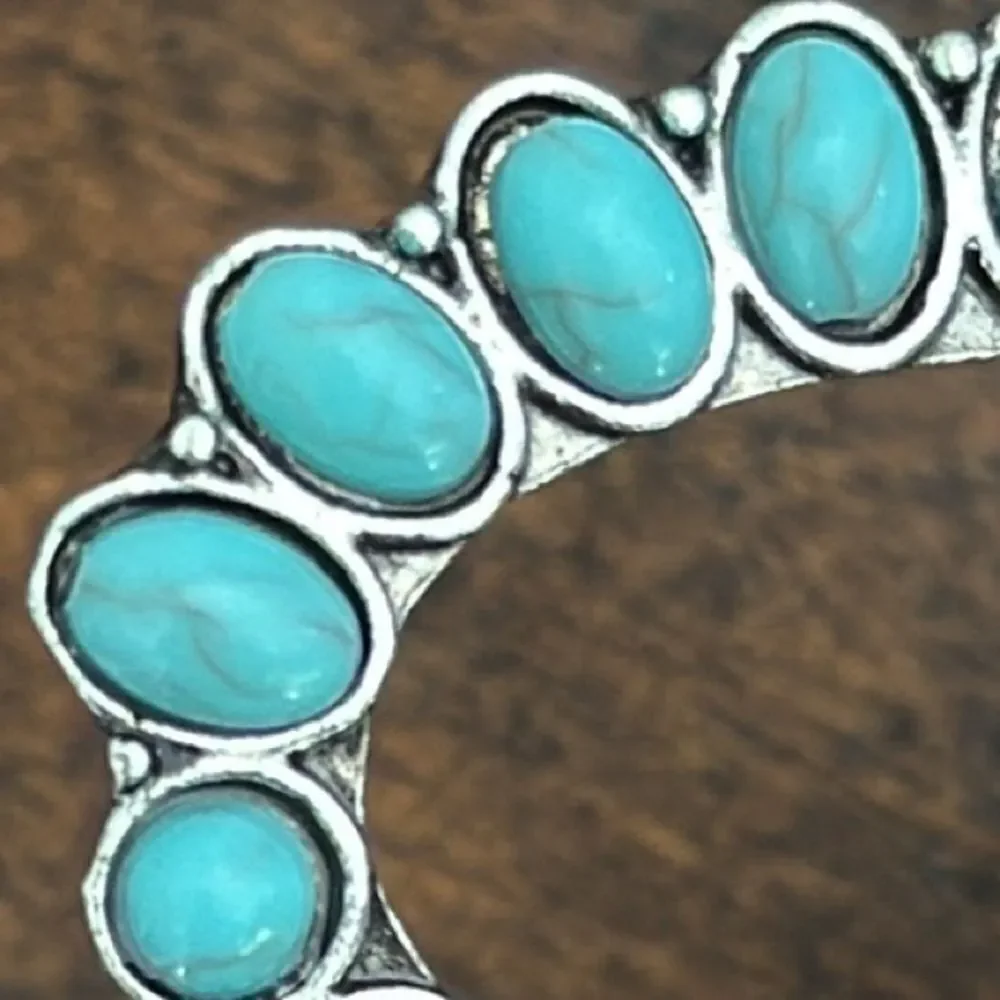 The Chaparral Drop Earrings – Turquoise Blue Andean Teardrops in Silver Tone